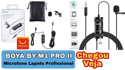 Microfone Lapela Profissional BOYA BY M1 PRO II Fio Sem Bateria