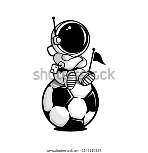 Vector Illustration Of Astronaut Sitting On A Soccer Ball Over 7