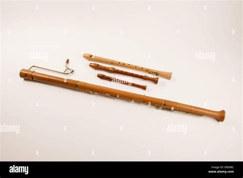 set  wooden recorders descant alto tenor  bass stock photo alamy