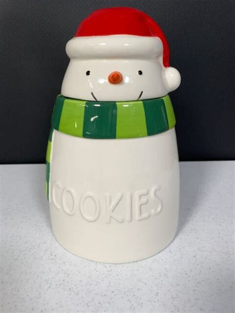 Hallmark Snowman Christmas Cookie Jar Ceramic Cookies Ebay