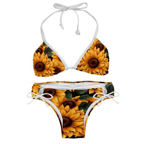 Sunflower Seamless Printing Detachable Sponge Adjustable Strap Bikini