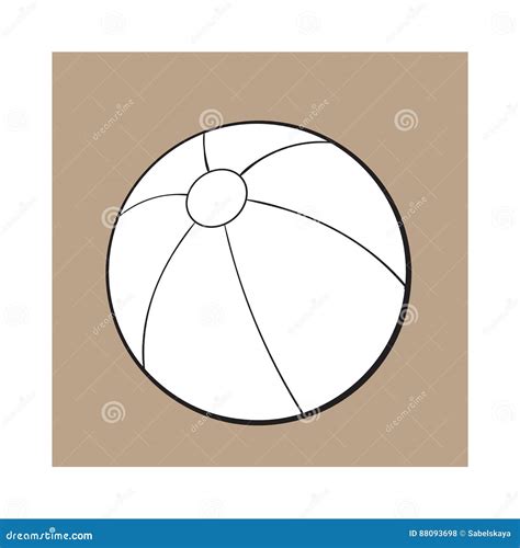 Black And White Inflated Beach Ball Sketch Style Vector Illustration