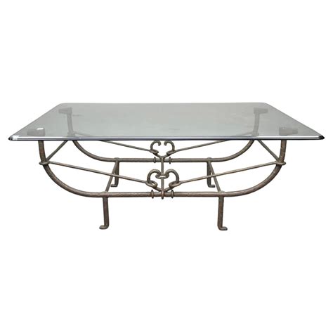 Paul Ferrante "Emilio" Wrought Iron Coffee Table with Glass Top For