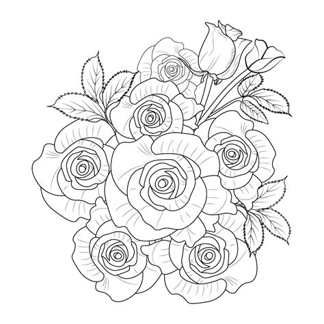 Rose Flower Bouquet Drawing Outline Rose Drawing Rose Drawing The