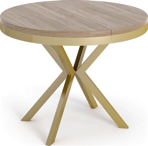 WFL GROUP Table à Manger Extensible Ronde Table Style Loft avec Doré