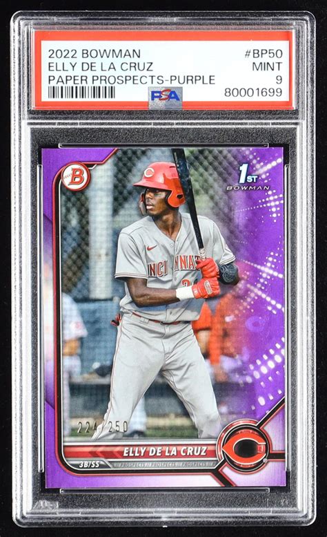 Elly De La Cruz 2022 Bowman Prospects Purple BP50 RC 224 250 PSA 9