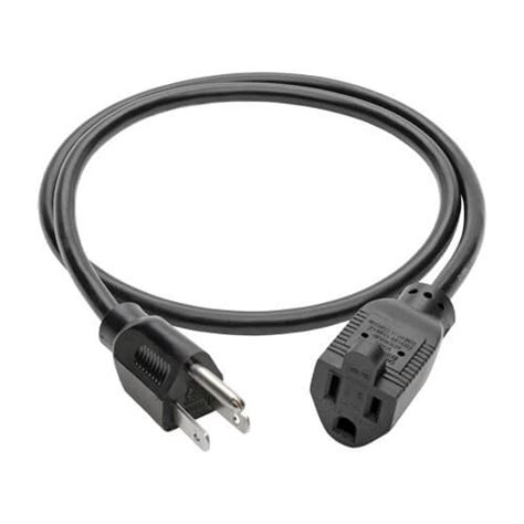 3 ft Extension Cord, 5 15P to 5 15R, 10A, 18 AWG, Black | Eaton