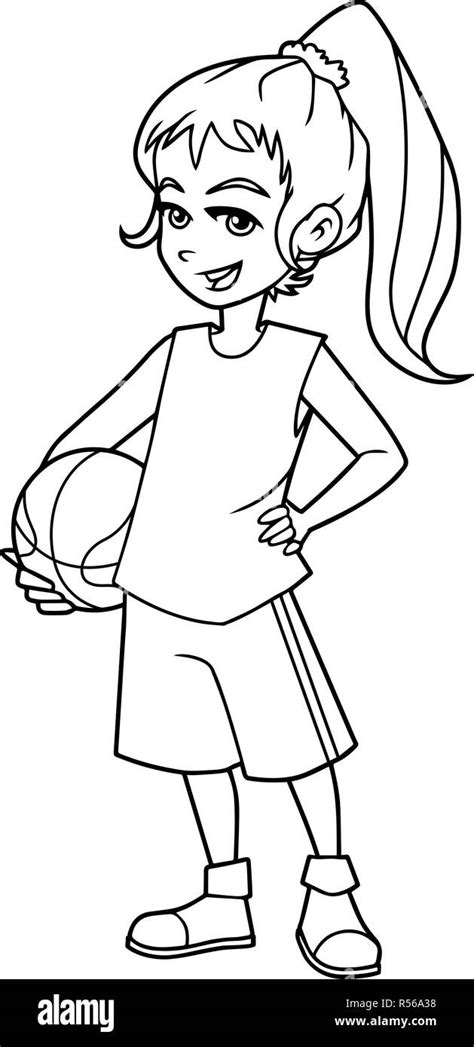 Cartoon Basketball Player Girl Smiling Fotografías E Imágenes De Alta