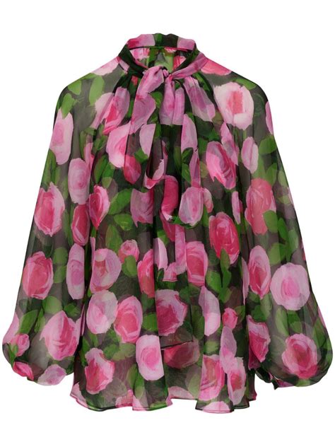 Carolina Herrera Pussy Bow Collar Silk Blouse Farfetch