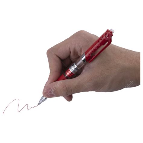 Right Hand Holding Red Automatic Pen Ones Right Hand Gesture Hand