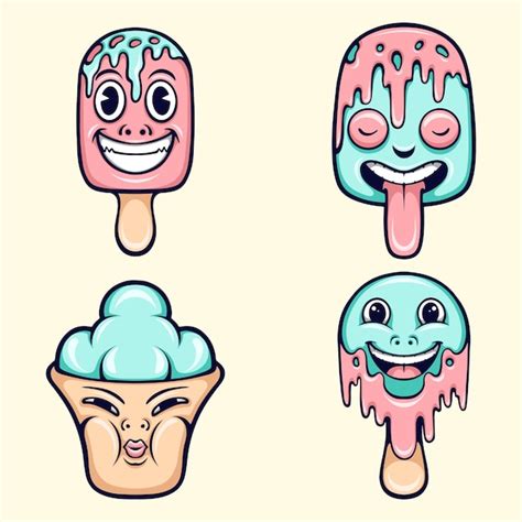 El Arte Vectorial Del Helado Lindo Vector Premium