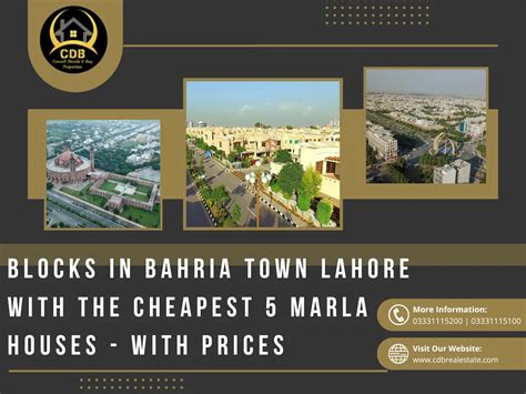 Blocks In Bahria Town Lahore With The Cheapest 5 Marla Houses With Prices