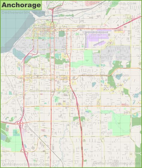 Large detailed map of Anchorage