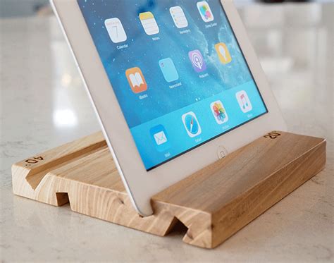 Tablet Holder 4 Angle Deluxe Elm Wood From The Hood