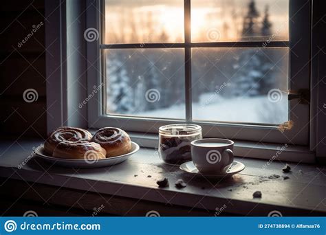 A Cozy Morning Scene Of A Steaming Mug Of Hot Chocolate Accompanied By A Plate Of Warm Gooey