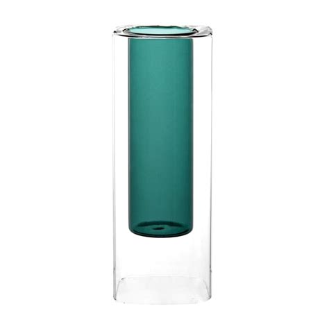 Vaso In Vetro Riciclato Trasparente E Blu Alt 26 Cm ANDRO Maisons Du