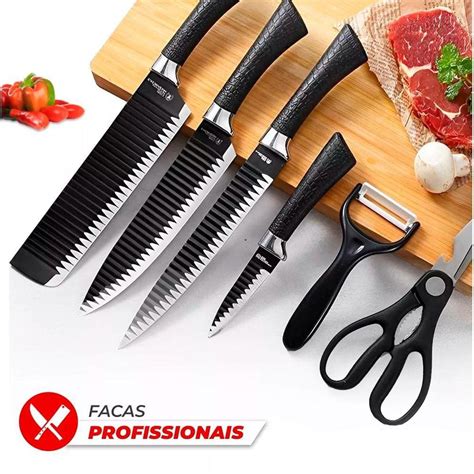 Kit Facas Churrasco 6 Peças Antiaderente Inox Casas Bahia