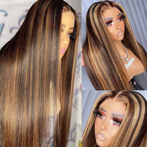 Honey Blonde Highlight Wig HD Lace Frontal Wig Recool Hair