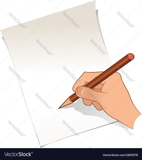 Hand With Pencil And Paper Royalty Free Vector Image