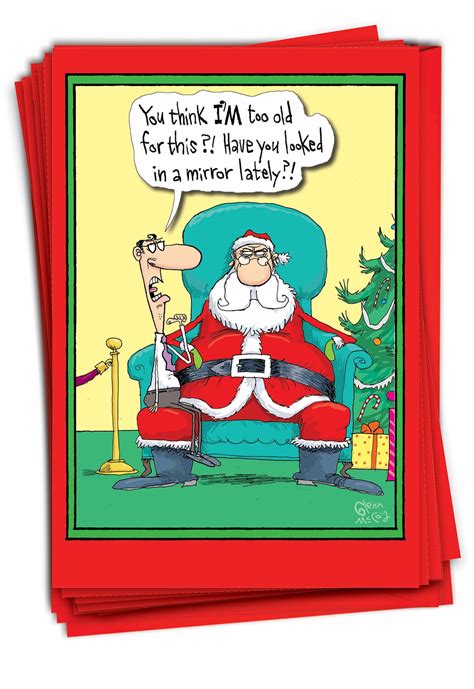 12 Funny Christmas Cards Pack (1 Design, 12 Cards) - Too Old Santa Lap B1878 - Walmart.com