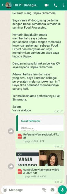 Contoh Cv Lewat Wa