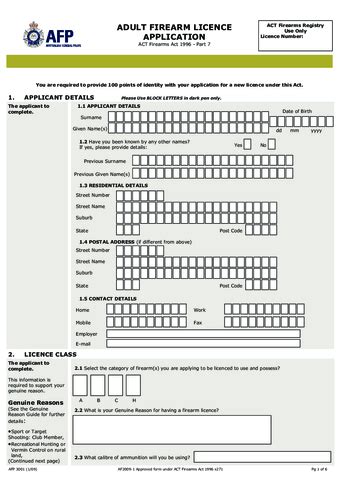 2025 Firearms Licence Application Form Fillable Printable PDF