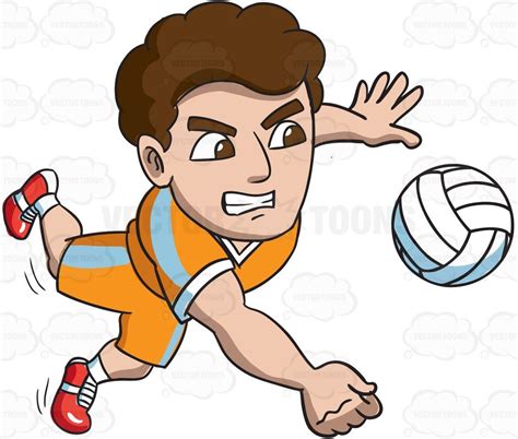 A Male Volleyball Athlete Goes For A Dig Cartoon Character Design