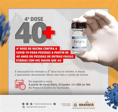 Prefeitura de Gravatá inicia aplicação da 4ª dose da vacina contra a