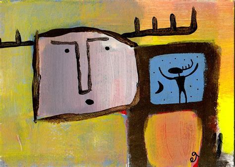 Spirit Body E Art Aceo Shaman Outsider Folk Art Brut Painting Primitive