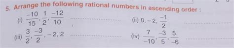 Arrange The Following Rational Number In Ascending Order Brainly In