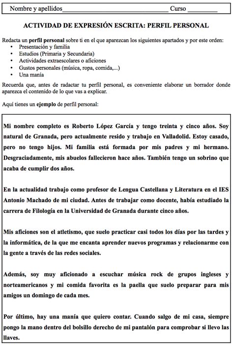 Actividad De Expresión Escrita El Perfil Personal