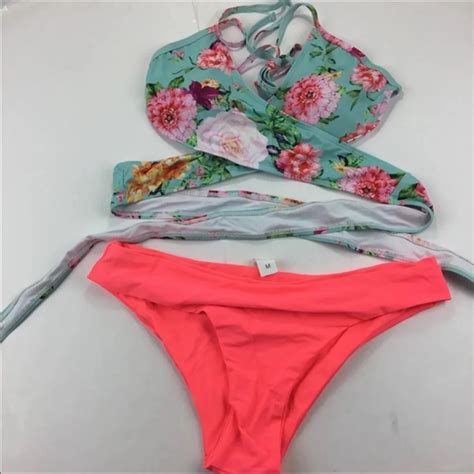 Swim Cutout Bikini Set Printed Criss Cross Tie Back Poshmark