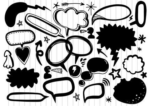 Hand Drawn Set Of Different Speech Bubbles Stickers Of Speech Bubbles