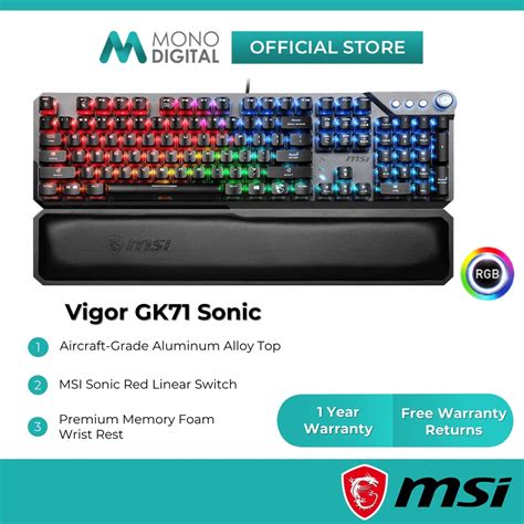 MSI Vigor GK71 Sonic RGB Gaming Keyboard With Sonic Red Linear