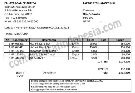 Contoh Faktur Makanan Gawe CV