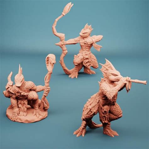 3d Printable Female Lizardfolk Set Of 3 By The Lost Adventures Co