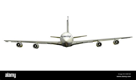 Classic Boeing 707 Passenger Jet Front View Isolated On White Stock