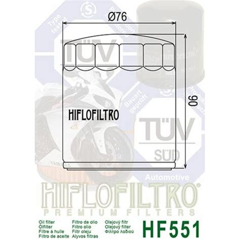 Filtre à huile HIFLOFILTRO HF551 Moto Guzzi Tech2Roo