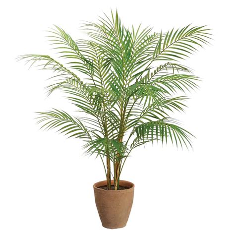 Earthflora Deco Artificial Areca Palms 42 Inches Areca Palm Tree In Clay Pot Green