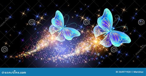 Flying Delightful Magical Butterflies With Sparkle And Blazing Trail In