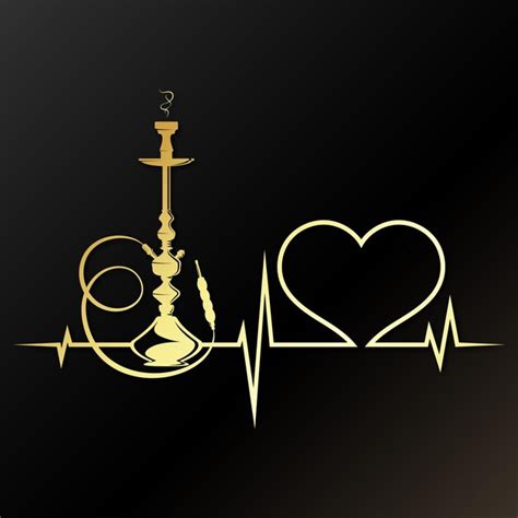 Premium Vector | Hookah love and heart rate curve design