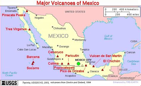 Mexico Volcanoes Map