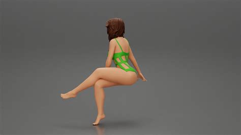 Archivo D Sexy Chica En Bikini De Una Pieza Sentada En Un Coche Modelo de impresión D para
