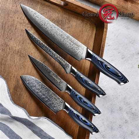 Grandsharp Cuchillos De Chef De Damasco Japon S Utensilio De Cocina