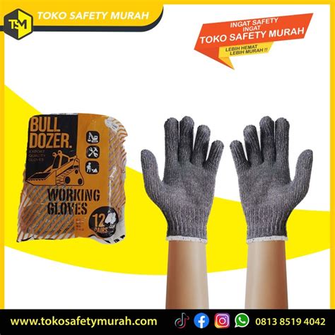 Jual Sarung Tangan Kerja Safety Rajut Benang 3 Abu Buldozer Grosir