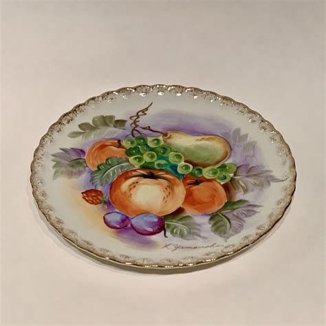 Hand Painted Hinode Japan Porcelain Wall Hanging Plate Signed K