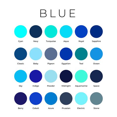 Blue Color Shades Swatches Palette with Names 45806619 Vector Art at ...