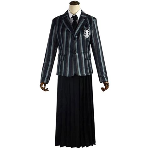 Girls Wednesday Addams School Uniform Gothic Black Dress Wednesday ...