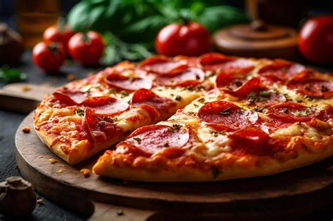 Premium Ai Image Traditional Italian Pizza Pepperoni With Salami And