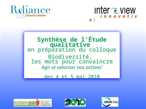 PPT Synthèse de lÉtude qualitative en préparation du colloque